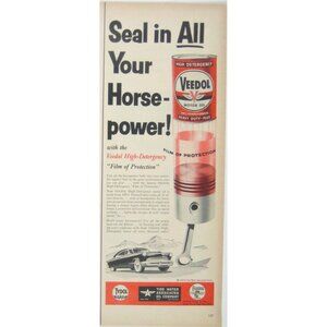 Vintage 1950s Veedol Motor Oil Print Ad Tydol Classic Cars